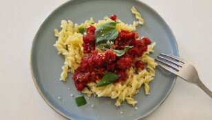 Pâtes sans gluten sauce chorizo