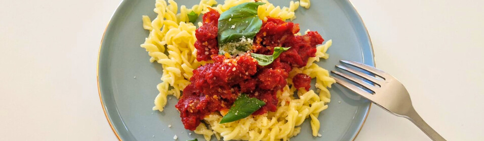 Pâtes sans gluten sauce chorizo