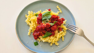 Pâtes sans gluten sauce chorizo