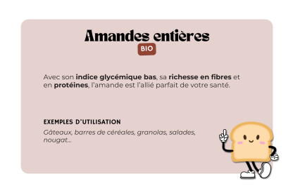 Amandes entières décortiquées bio