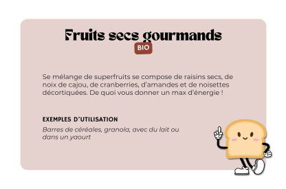 Mélange de fruits secs gourmand bio (sans gluten)